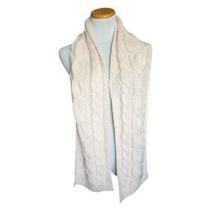 NWT Womens Michael Kors MK Pale Light Pink Cable Knit Winter Cozy Scarf